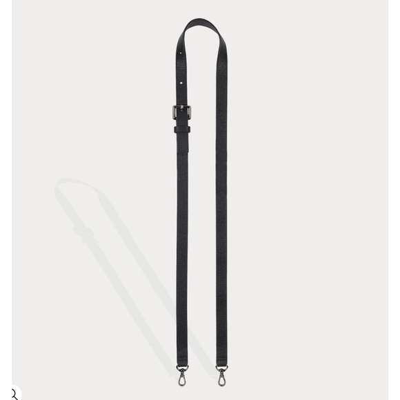 BANDOLIER Gold Crossbody Adjustable Buckle Strap NEW! Black Pebbled Leather - Picture 3 of 9